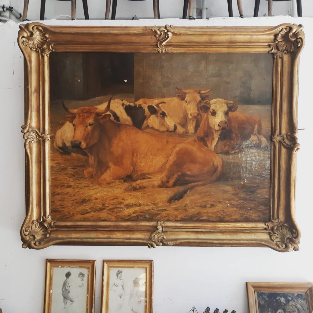 vache peinture à l'huile objet d'art